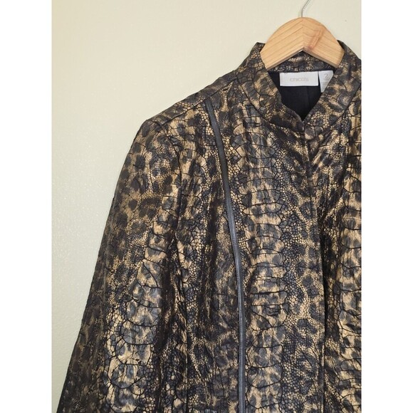 Chico's Textured Leopard Print Open Blazer Jacket Womens Size 2 Large 12 Animal - Picture 3 of 11